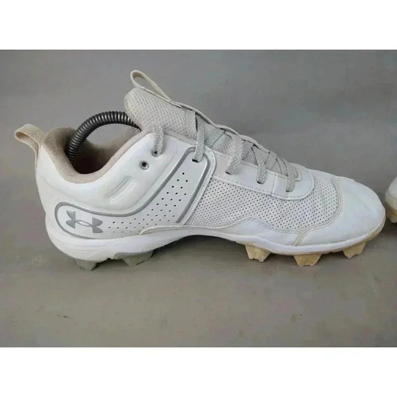 Under Armour Women's 10 Softball Shoe Cleats UA Glyde MT Charged White - Picture 6 of 11